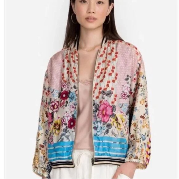 Johnny Was Zaki Bomber Reversible BoHo 100% Silk Jacket size XS - Picture 4 of 16